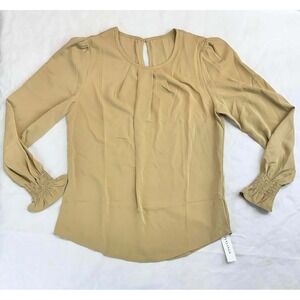 Dressy Casual Smocked Long Sleeve Loose Chiffon‎ Tunic Women Funlingo Medium